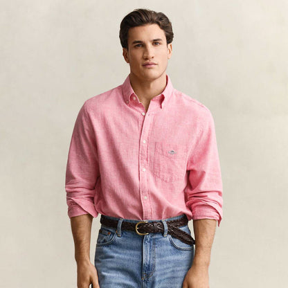 Camicia in misto lino rosa