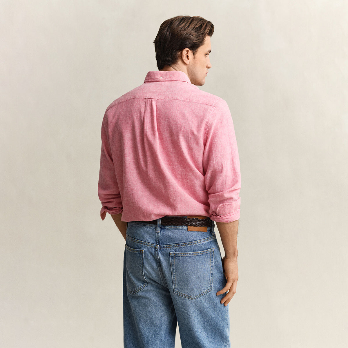 Camicia in misto lino rosa