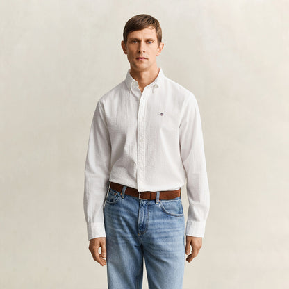 Camicia goffrata in cotone bianca