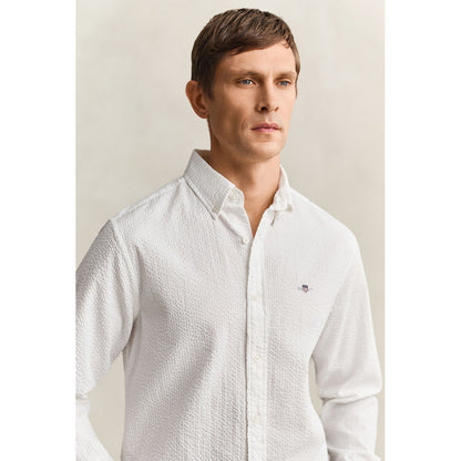 Camicia goffrata in cotone bianca