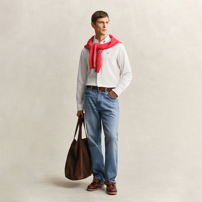 Camicia goffrata in cotone bianca