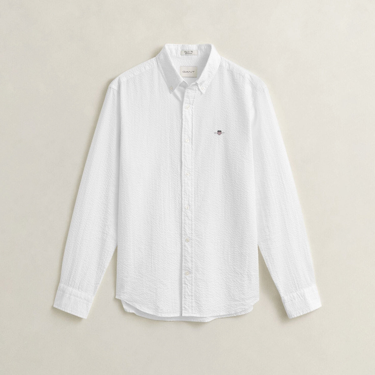 Camicia goffrata in cotone bianca
