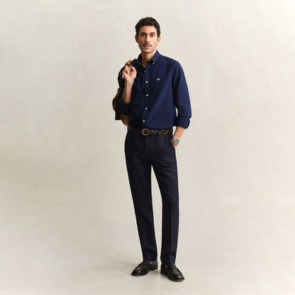 Camicia goffrata in cotone blu