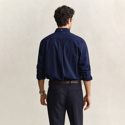 Camicia goffrata in cotone blu