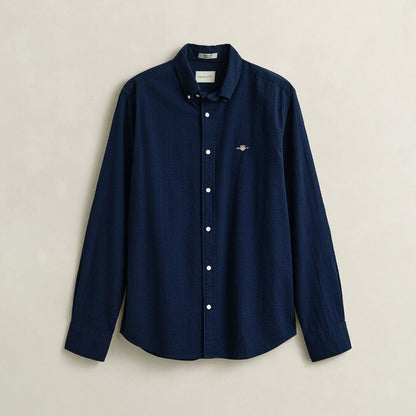 Camicia goffrata in cotone blu