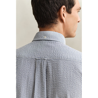 Camicia mezza manica a righe goffrata
