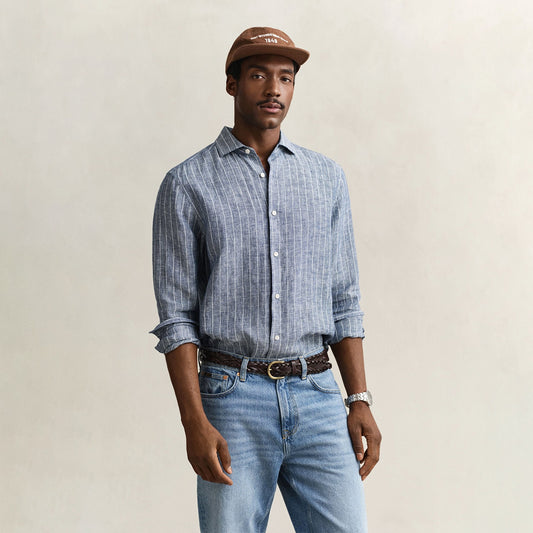 Camicia a righe in lino