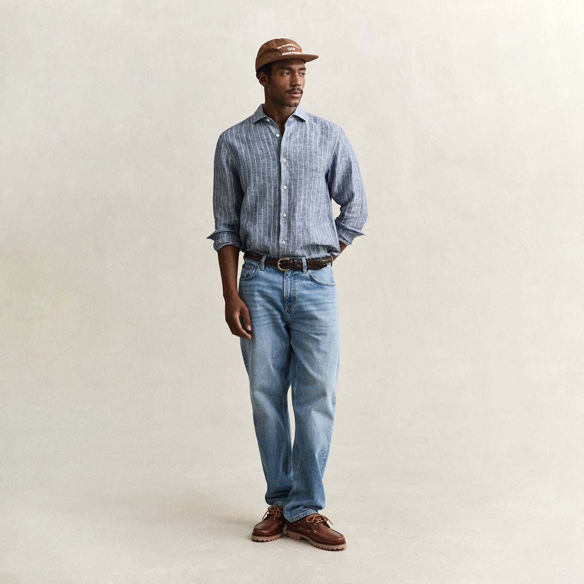 Camicia a righe in lino
