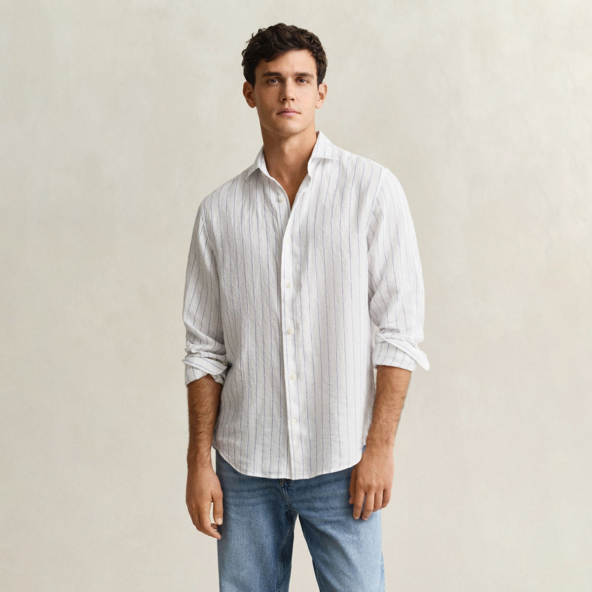Camicia a righe in lino