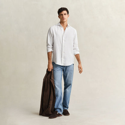 Camicia a righe in lino