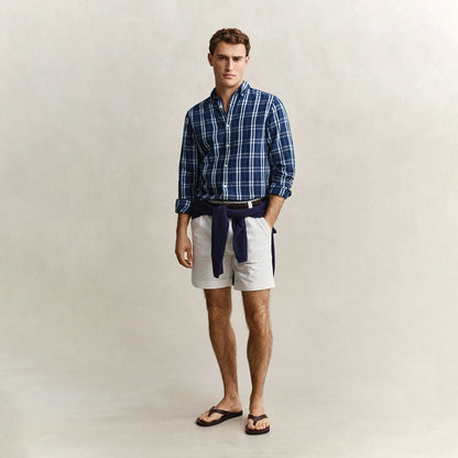 Camicia a quadri in cotone e lino
