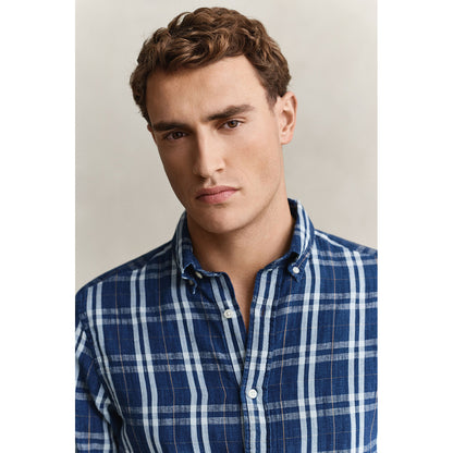 Camicia a quadri in cotone e lino