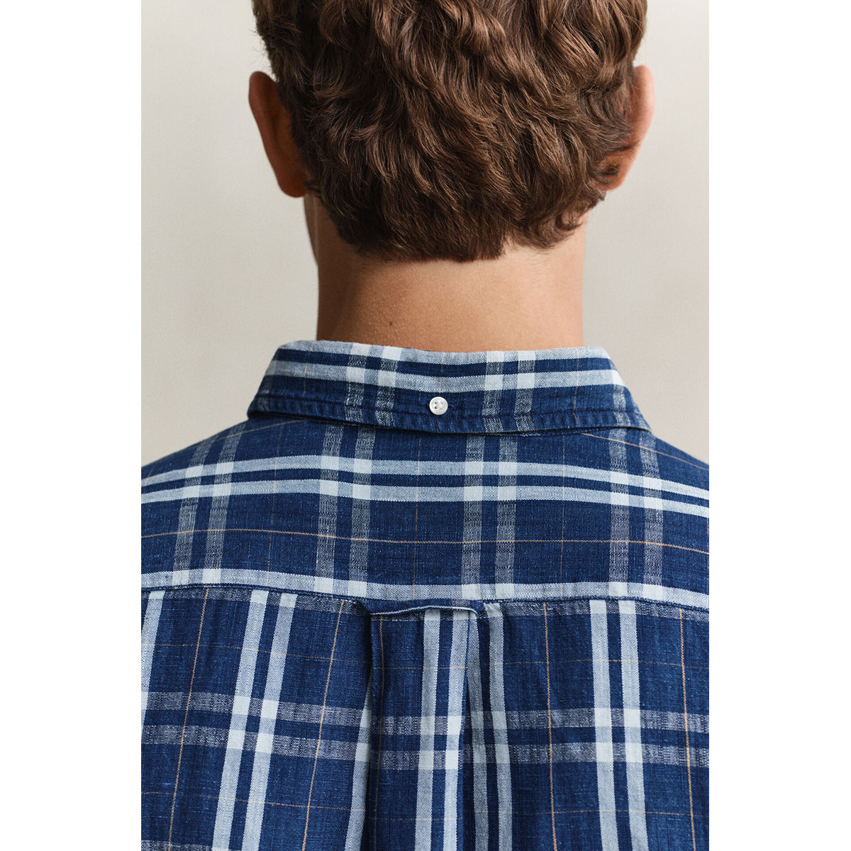 Camicia a quadri in cotone e lino