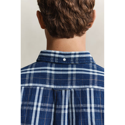 Camicia a quadri in cotone e lino