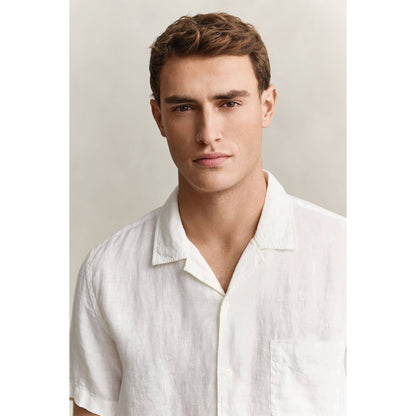 Camicia mezza manica in lino bianca