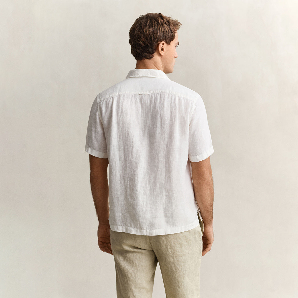 Camicia mezza manica in lino bianca