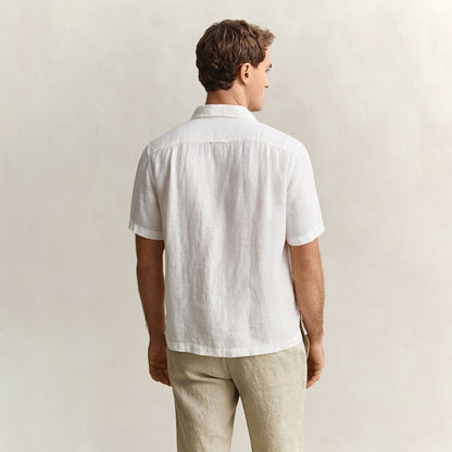 Camicia mezza manica in lino bianca