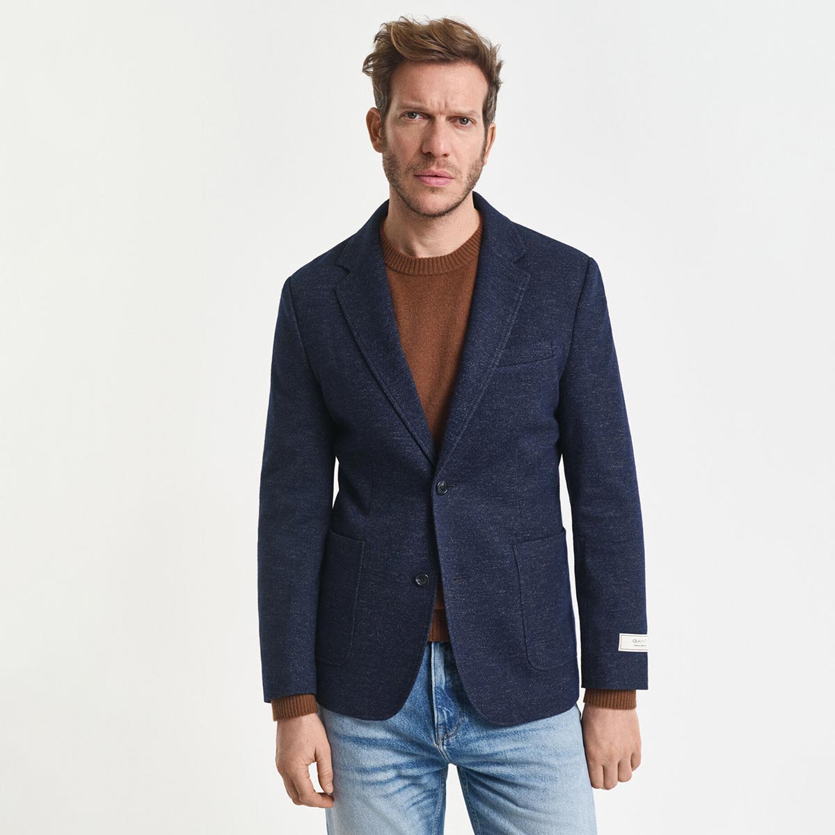 Blazer in jersey di lana e cotone