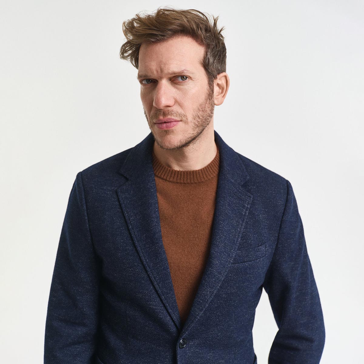 Blazer in jersey di lana e cotone