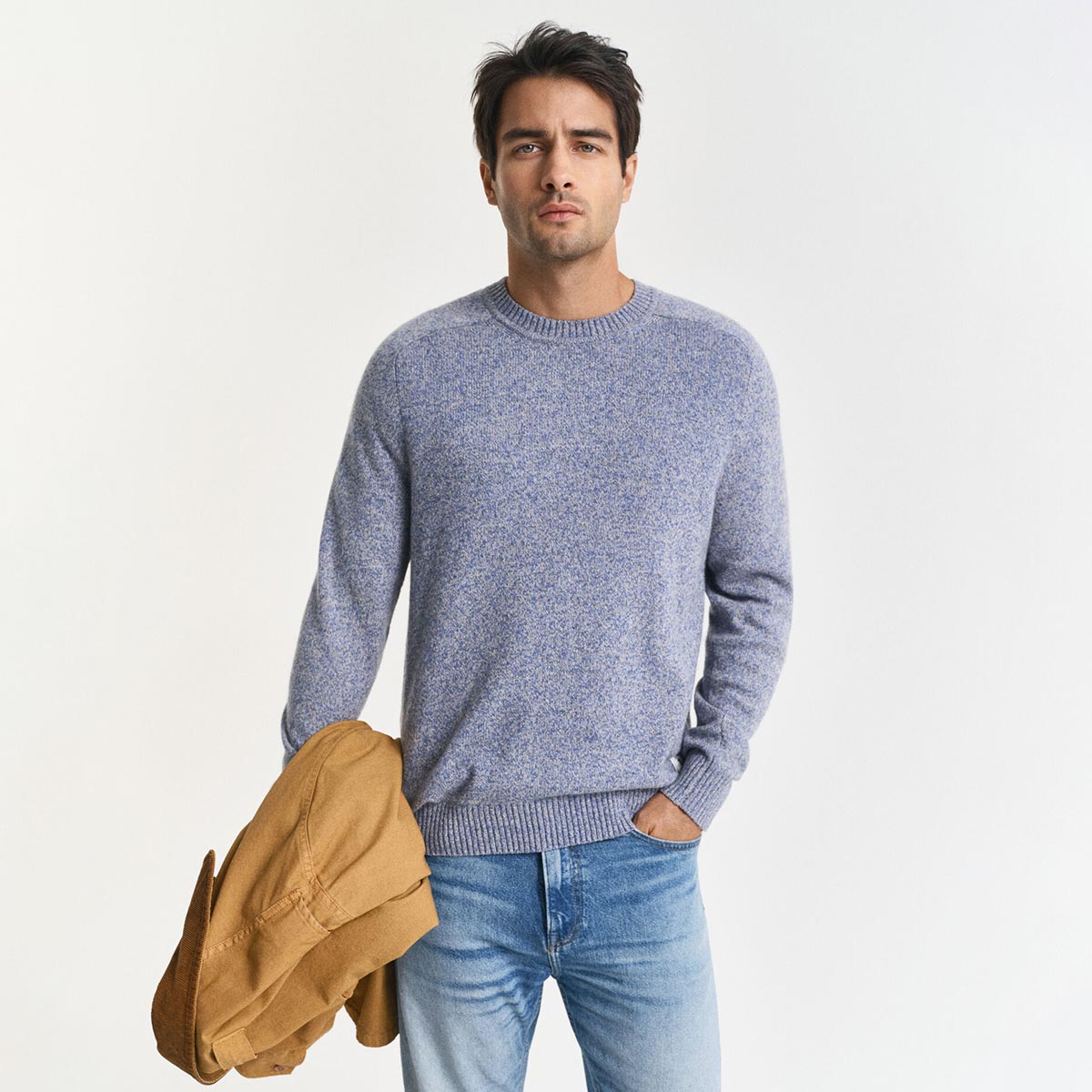 Maglia girocollo in misto lana mélange