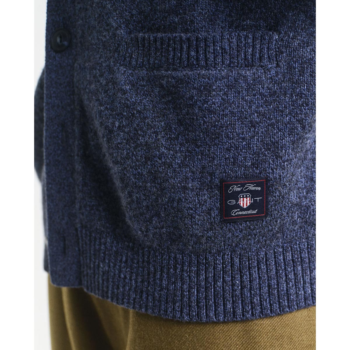 Cardigan con bottoni in misto lana mélange