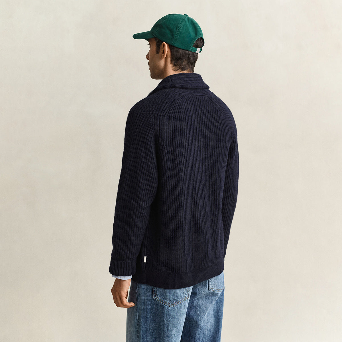Cardigan con bottoni in misto lana a coste