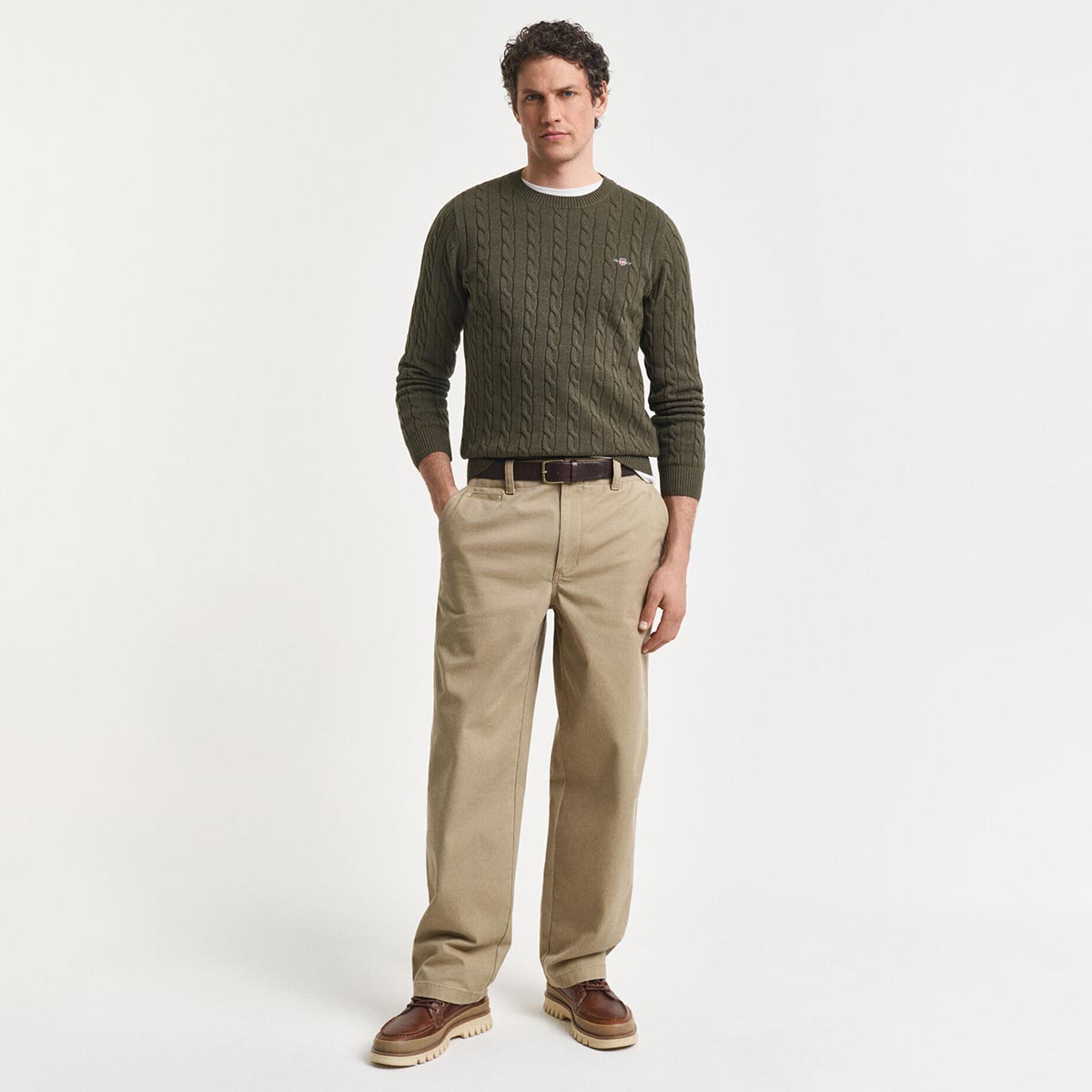 Maglione girocollo a treccia