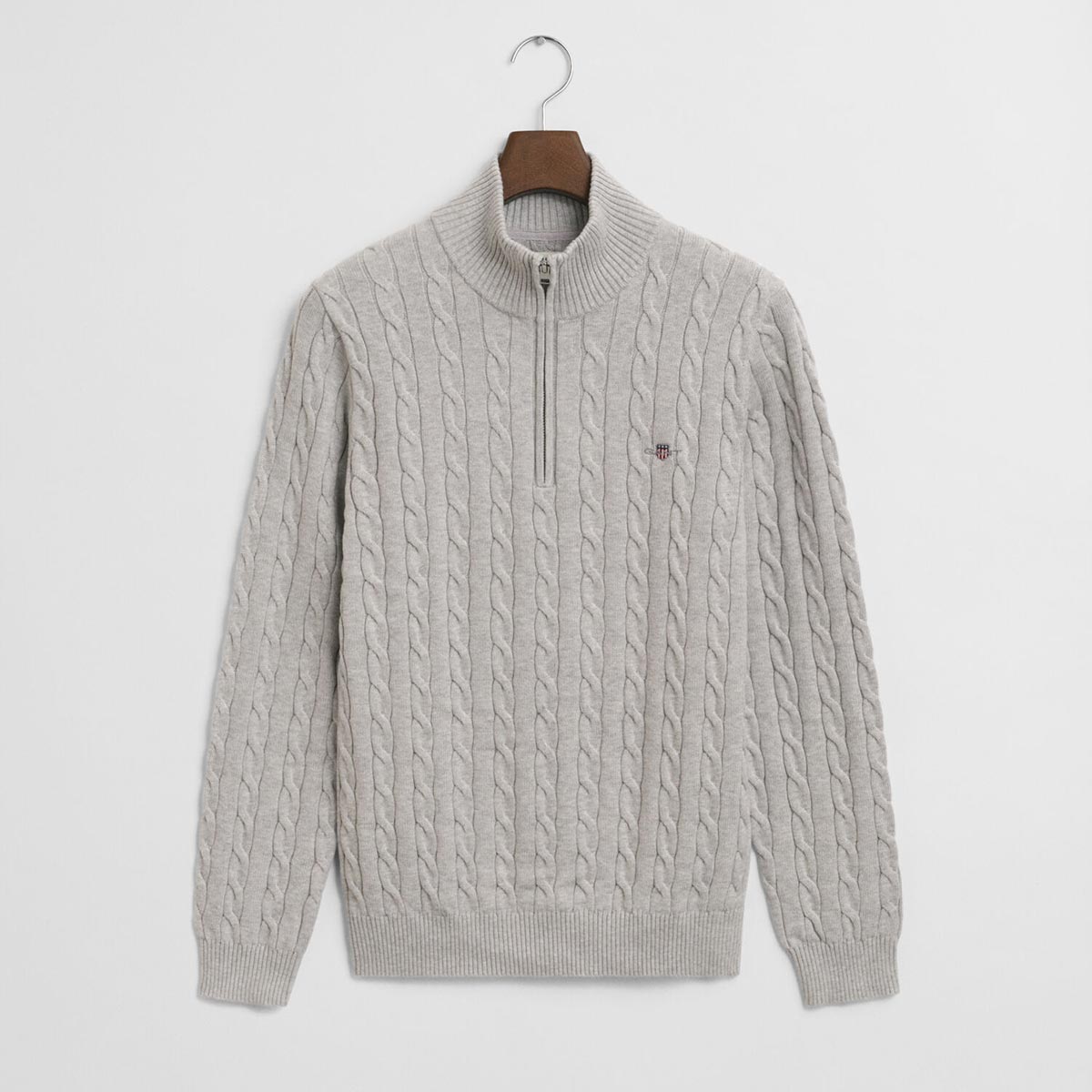 Maglia con zip corta in cotone a trecce