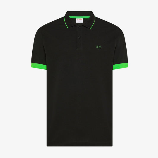 Polo in piquet con dettagli in contrasto fluo