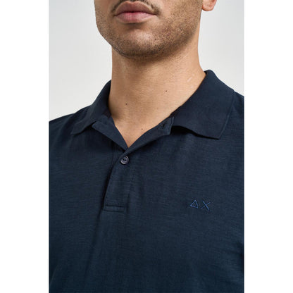 Polo blu in lino