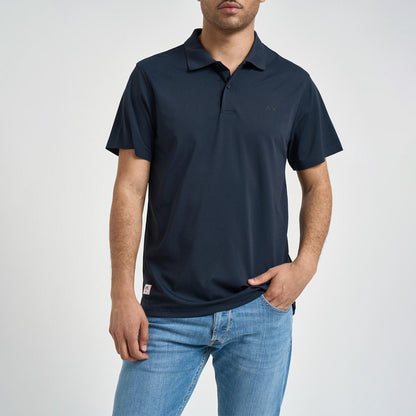 Polo in piquet tecnico leggero blu navy
