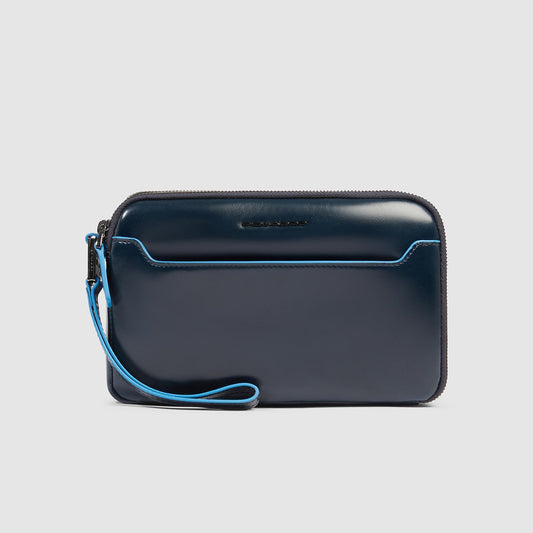Pochette in pelle uomo con tre scomparti