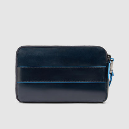 Pochette in pelle uomo con tre scomparti