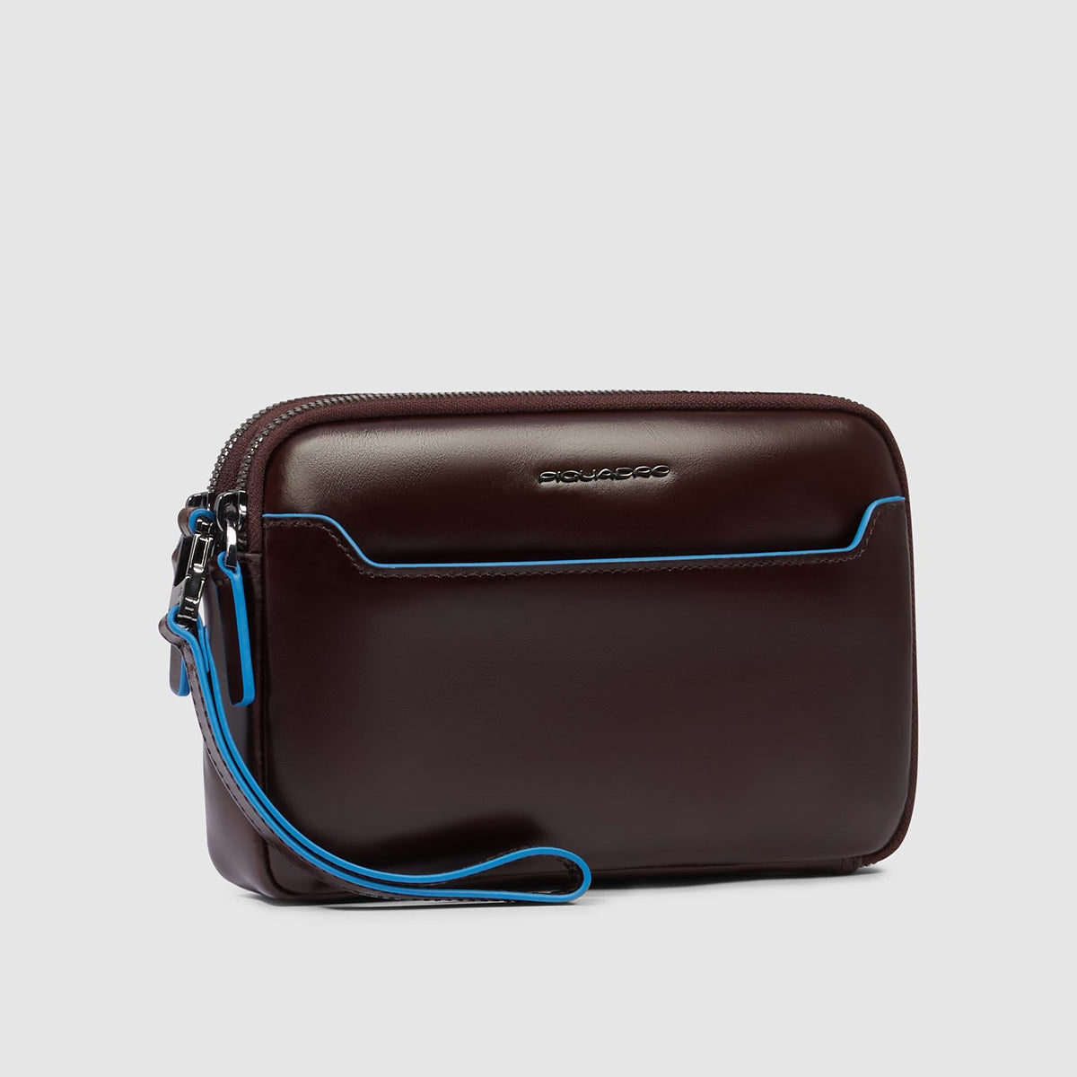 Pochette in pelle uomo con tre scomparti