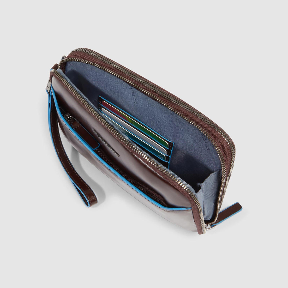 Pochette in pelle uomo con tre scomparti