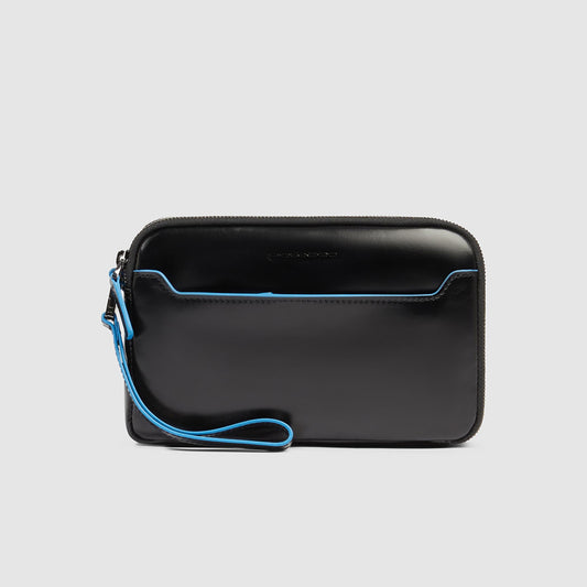 Pochette in pelle uomo con tre scomparti