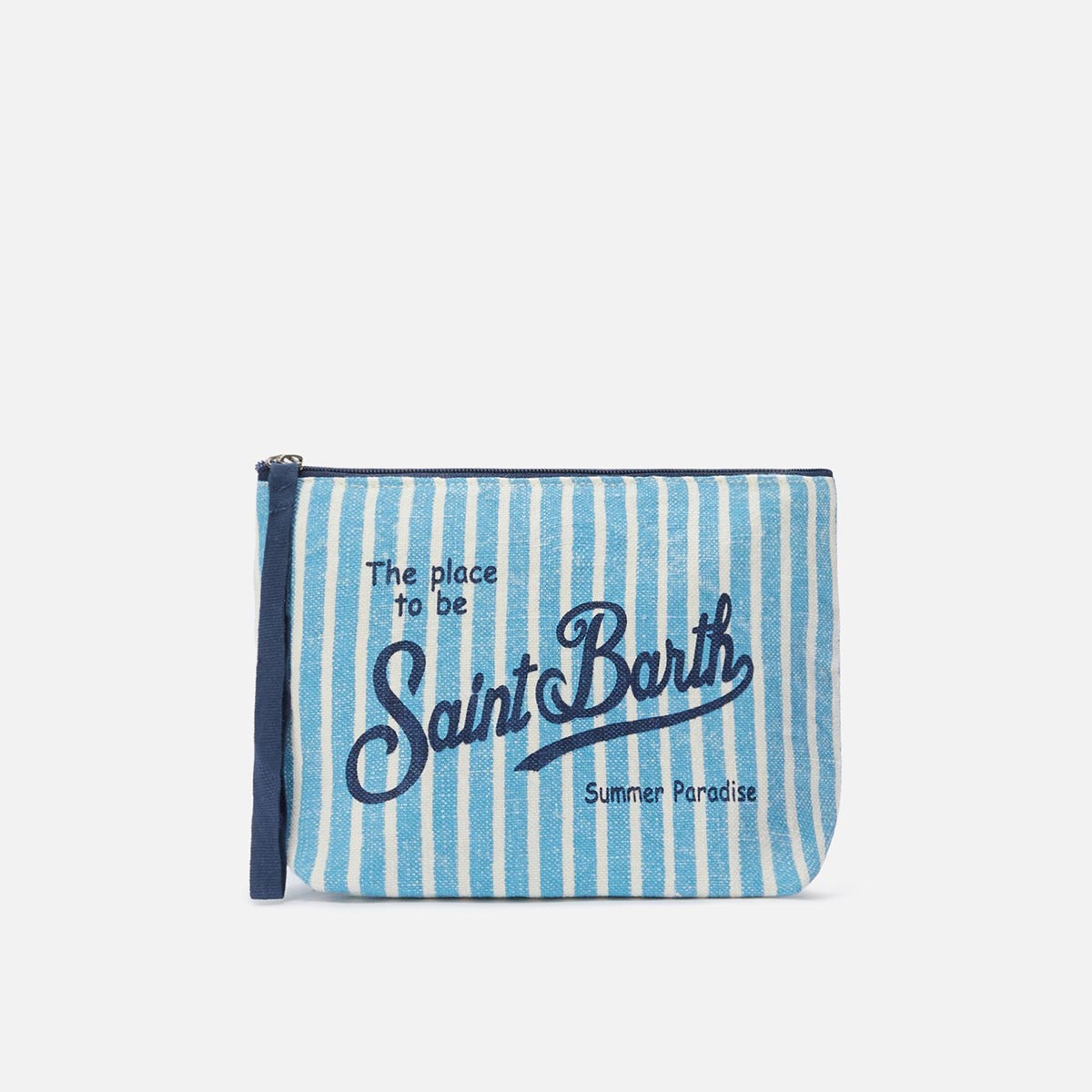 Pochette in lino fantasia a righe