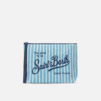 Pochette in lino fantasia a righe