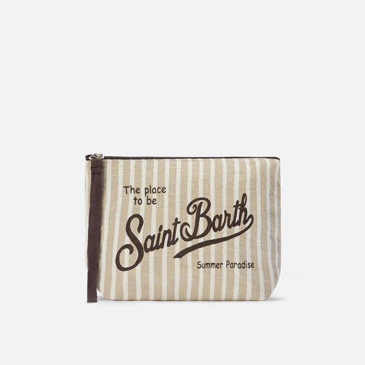 Pochette in lino fantasia a righe