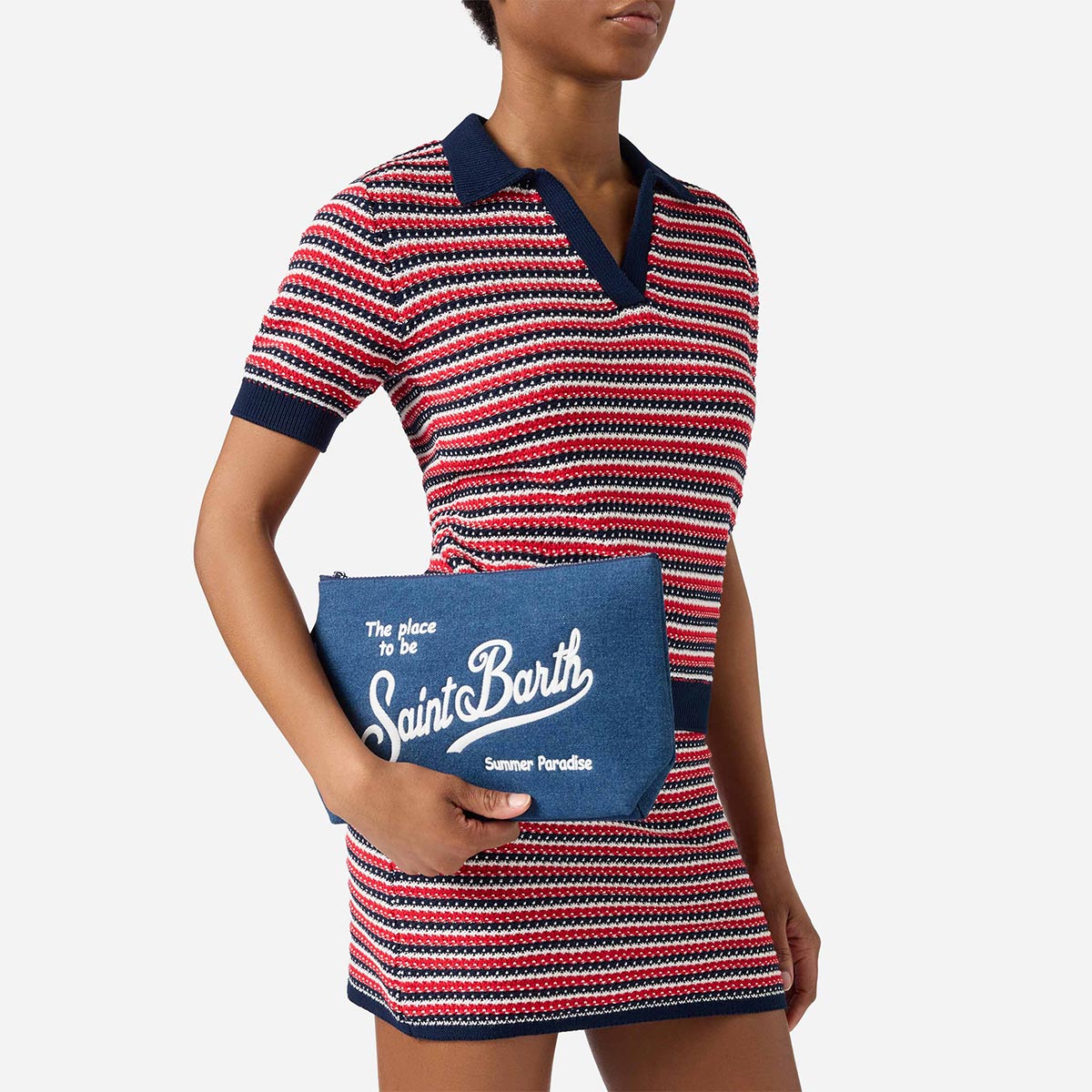 Pochette grande effetto denim