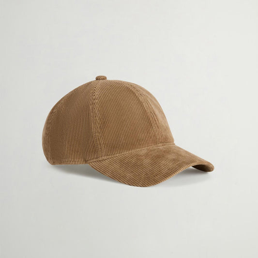 Cappello con visiera in velluto a coste