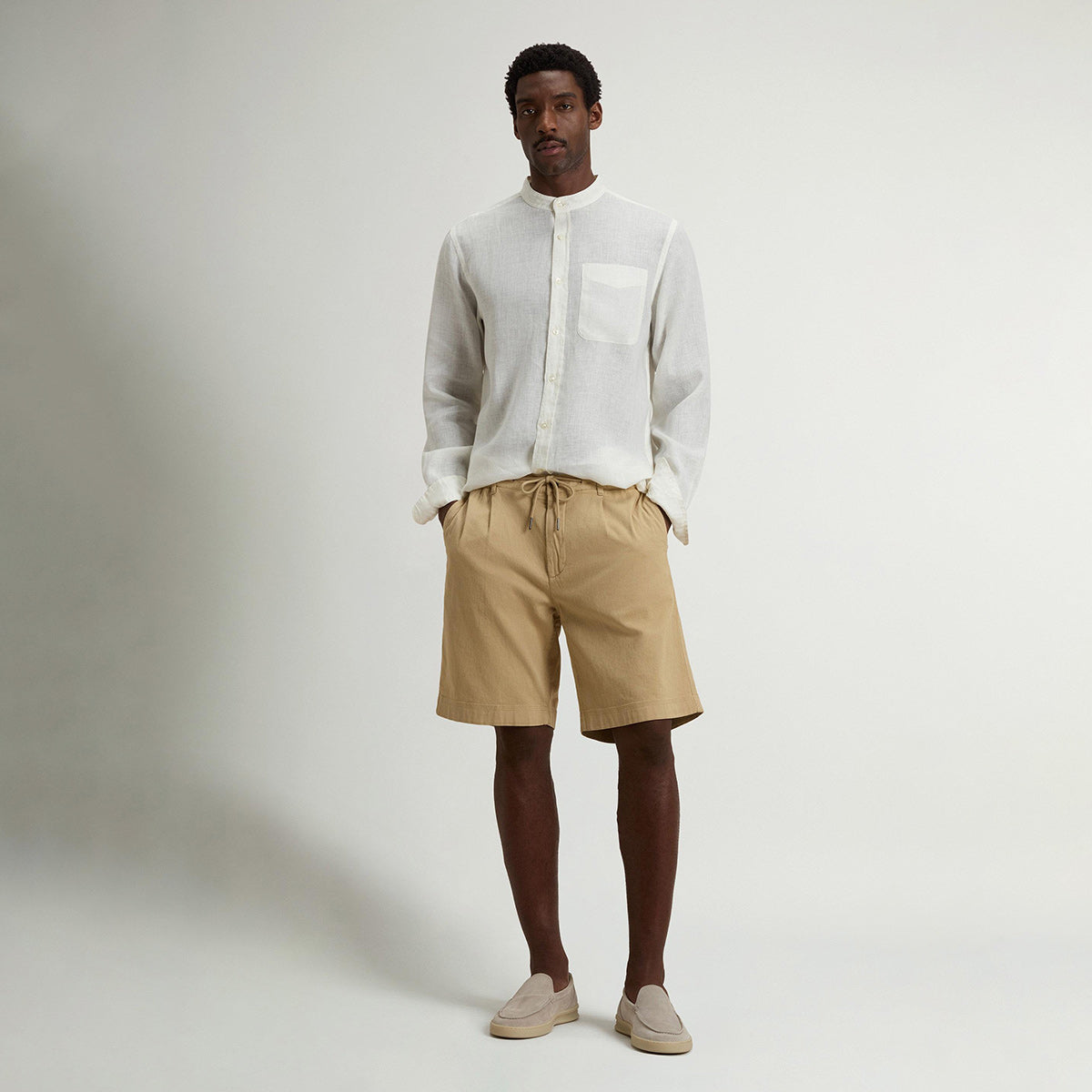 Bermuda in misto cotone e lino
