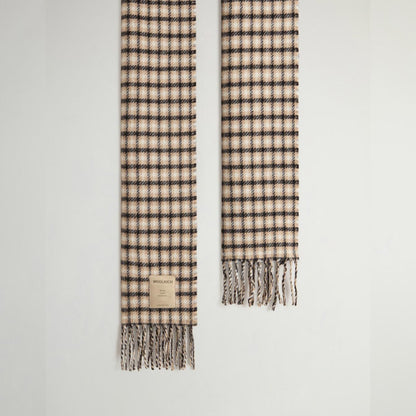 Sciarpa in pura lana con motivo a quadri in jacquard