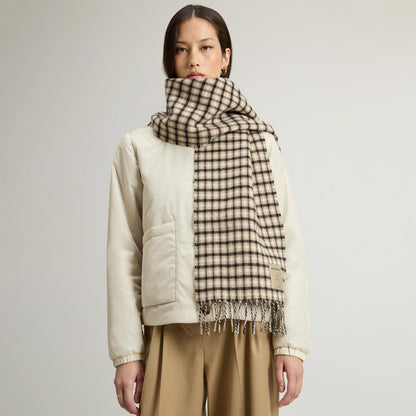 Sciarpa in pura lana con motivo a quadri in jacquard