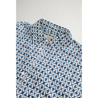 Vestito a fantasia in misto cotone con cintura