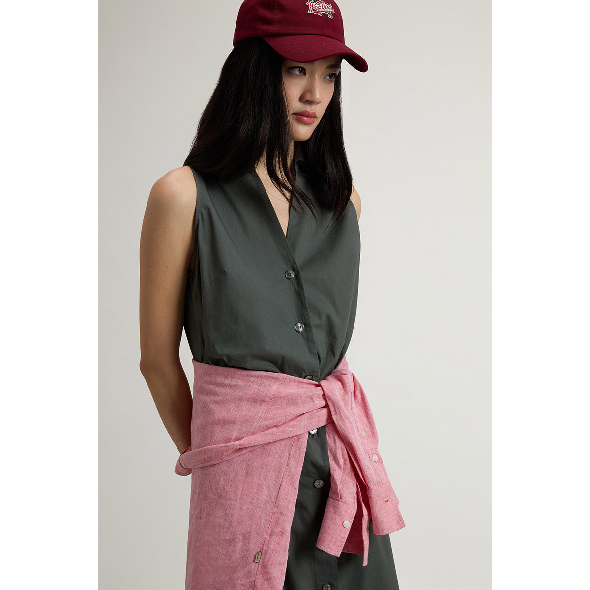 Vestito in popeline di puro cotone con cintura