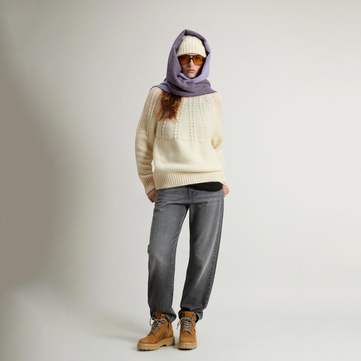 Maglione a collo alto in misto lana
