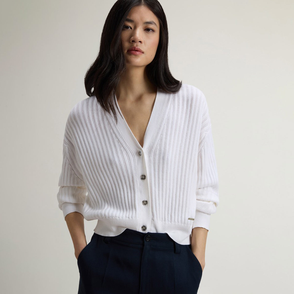 Cardigan in cotone lavorata
