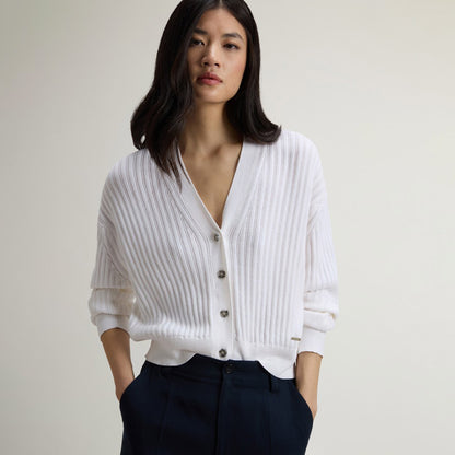 Cardigan in cotone lavorata