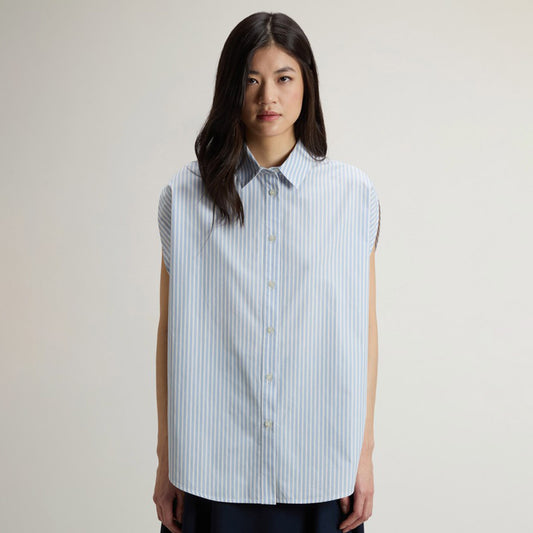Blusa in popeline di cotone a righe